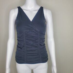 NWT Spiritual Gangster Ruched Detail V Neck Sleeveless Top Dark Gray XS/S